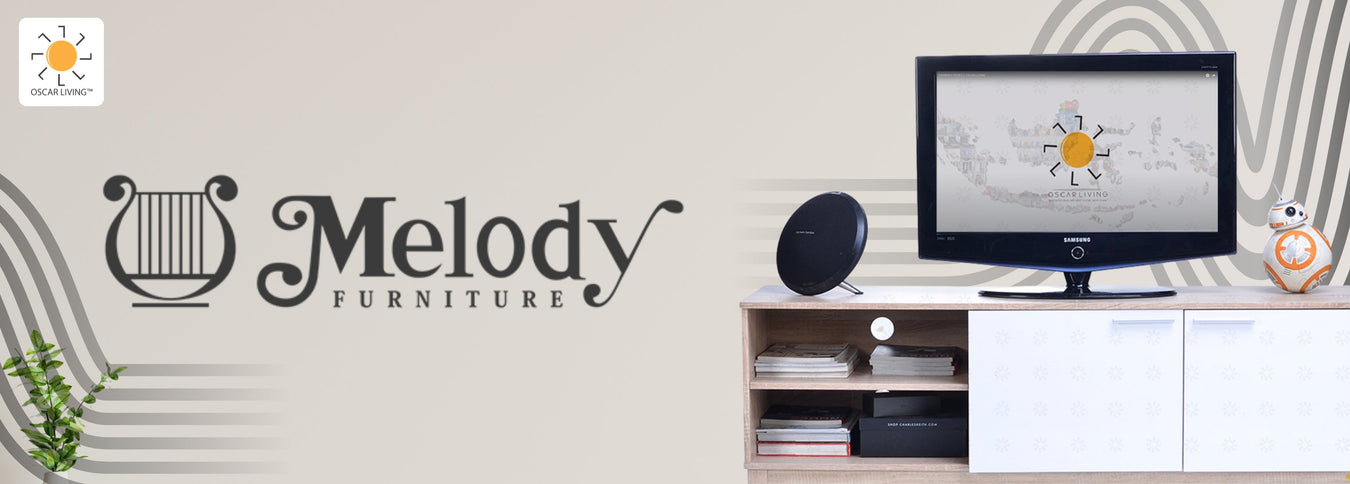 Melody, lemari TV, rak TV, Buffet, Knockdown, lemari pakaian, ranjang, lemari buku dengan desain minimalis