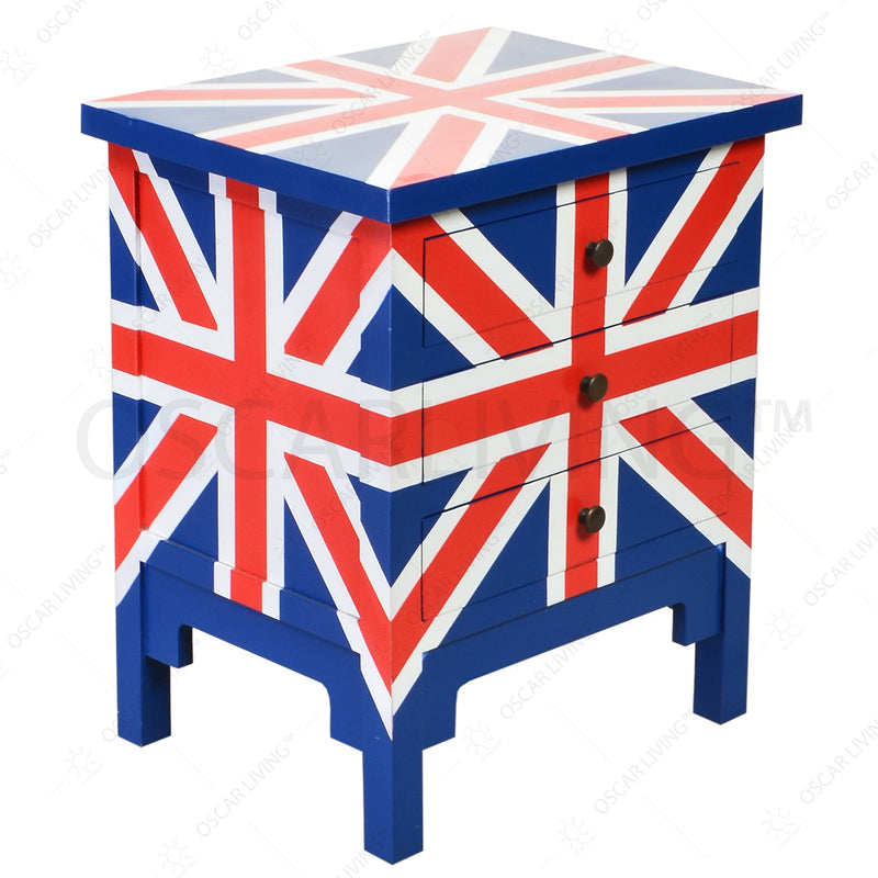 Drawer Cabinet Nakas OLIV Union Jack | Side Table OLIV OSCARLIVING