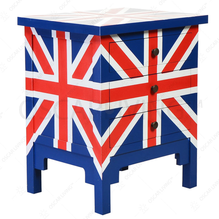 Drawer Cabinet Nakas OLIV Union Jack | Side Table OLIV OSCARLIVING