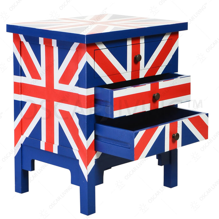 Drawer Cabinet Nakas OLIV Union Jack | Side Table OLIV OSCARLIVING