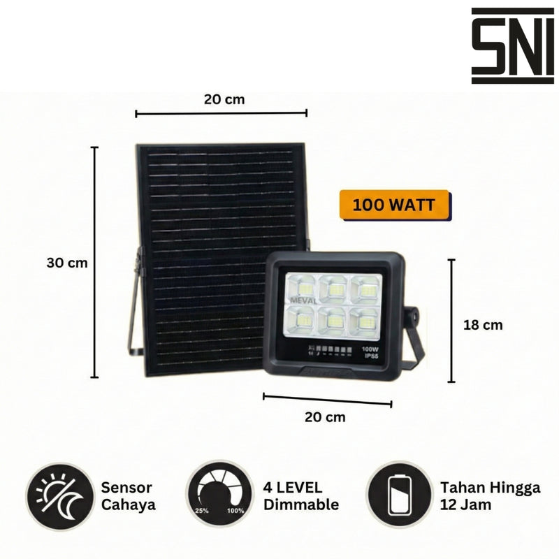 Lampu Tembak Meval Solar Floodlight ECO EI3 1HA 100W di Oscar Living dengan harga termurah