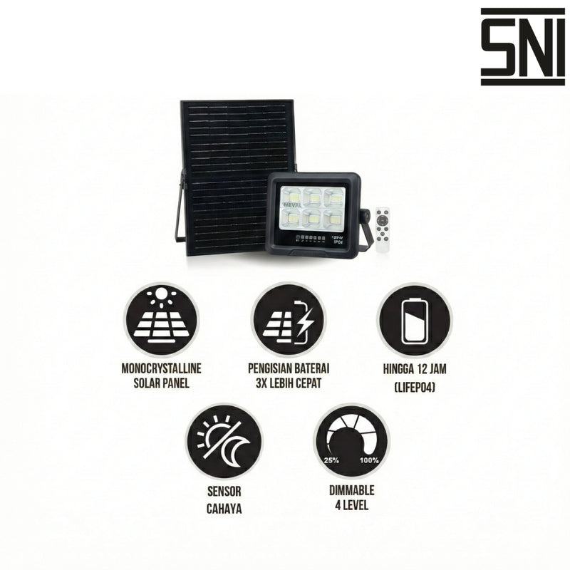 Lampu Tembak Meval Solar Floodlight ECO EI3 5DA 50W di Oscar Living dengan harga termurah