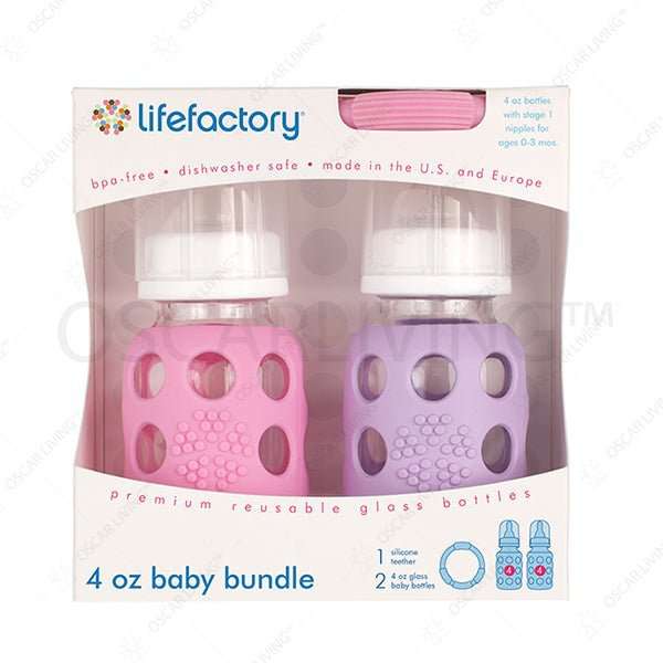 Botol Bayi Botol Susu Bayi Lifefactory 4oz BPA Free - Paket LIFEFACTORY OSCARLIVING