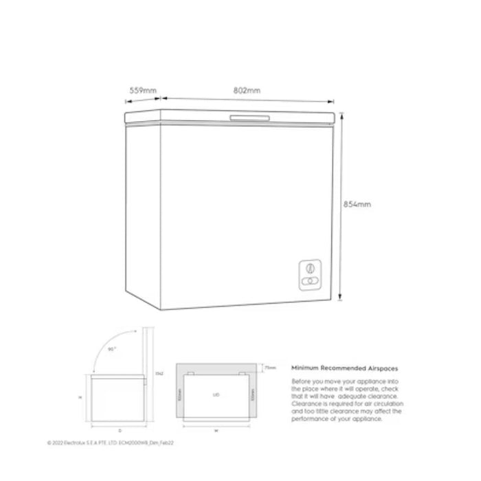 FREEZER Chest Freezer Electrolux ECM2000WB 198L ELECTROLUX OSCARLIVING