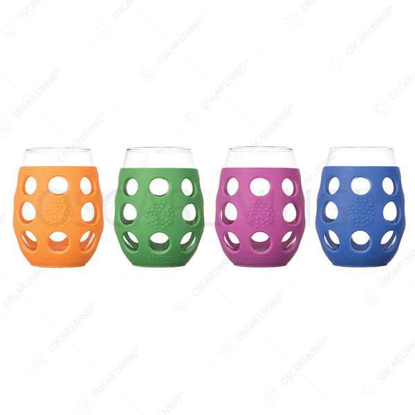 Gelas Gelas Wine Lifefactory Silikon Sleeve 11 oz BPA Free - Paket 4 LIFEFACTORY OSCARLIVING