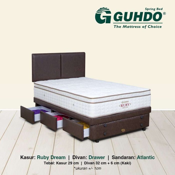KASUR - SPRINGBED Kasur Springbed Guhdo Ruby Dream Latex | Fullset Atlantic Drawer 3L GUHDO OSCARLIVING