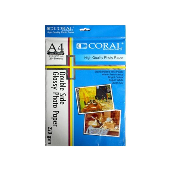 KERTAS FOTO Kertas Foto Coral Double Side Photo Paper Glossy A4 220gsm CORAL OSCARLIVING