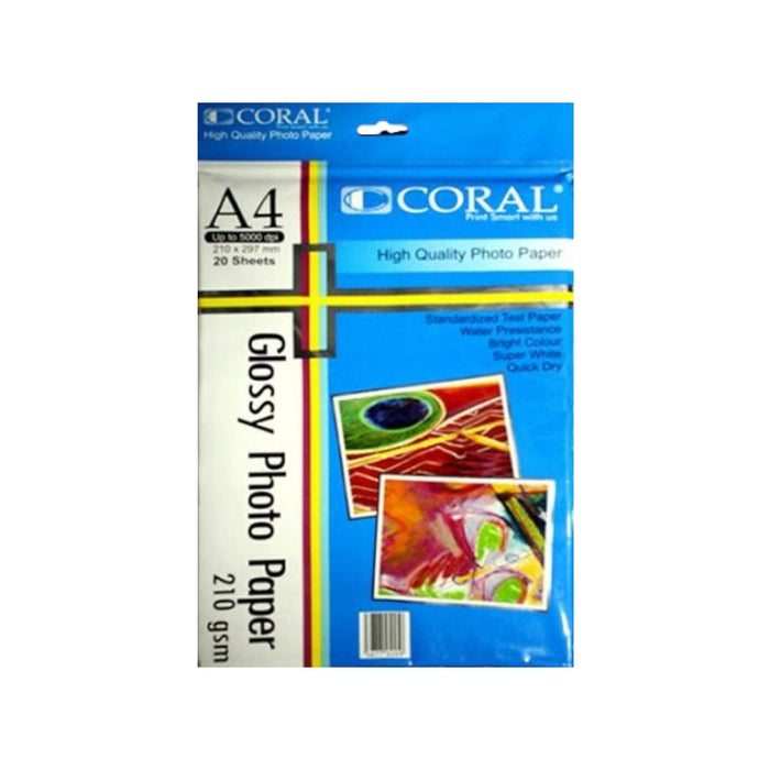 KERTAS FOTO Kertas Foto Coral Glossy Photo Paper A4 210gsm CORAL OSCARLIVING