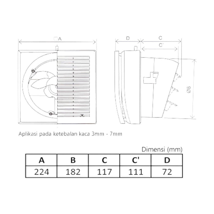 KIPAS VENTILASI Kipas Ventilasi KDK Glass Exhaust Fan 15WHCT KDK OSCARLIVING