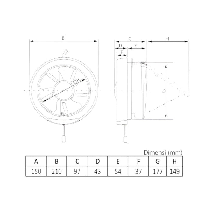 KIPAS VENTILASI Kipas Ventilasi KDK Glass Exhaust Fan 15WUD KDK OSCARLIVING
