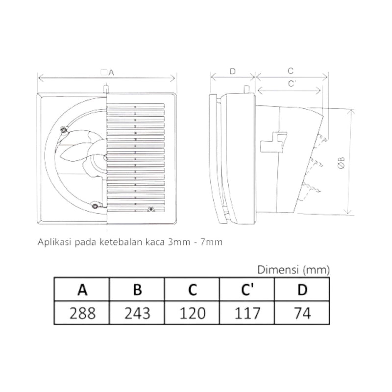KIPAS VENTILASI Kipas Ventilasi KDK Glass Exhaust Fan 20WHCT KDK OSCARLIVING