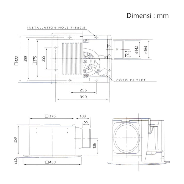 KIPAS VENTILASI Kipas Ventilasi KDK Sirocco Fan 38CDG KDK OSCARLIVING