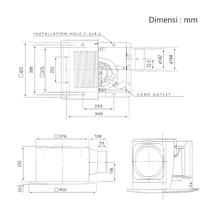 KIPAS VENTILASI Kipas Ventilasi KDK Sirocco Fan 38CHG KDK OSCARLIVING