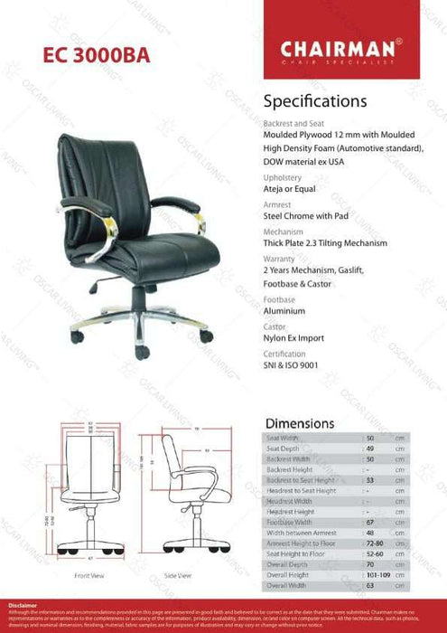 Kursi Manager Kursi Kantor Chairman Xantosa EC3000BA CHAIRMAN OSCARLIVING