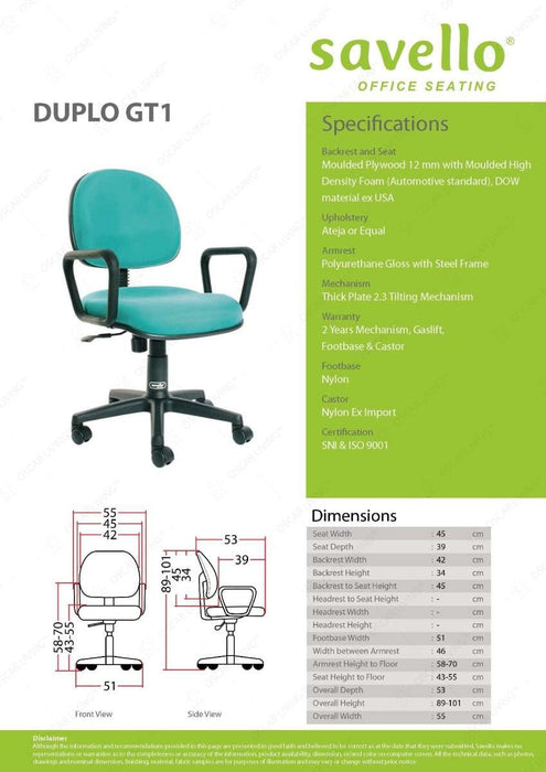 Kursi Staff Kursi Kantor Savello Duplo GT1 SAVELLO OSCARLIVING