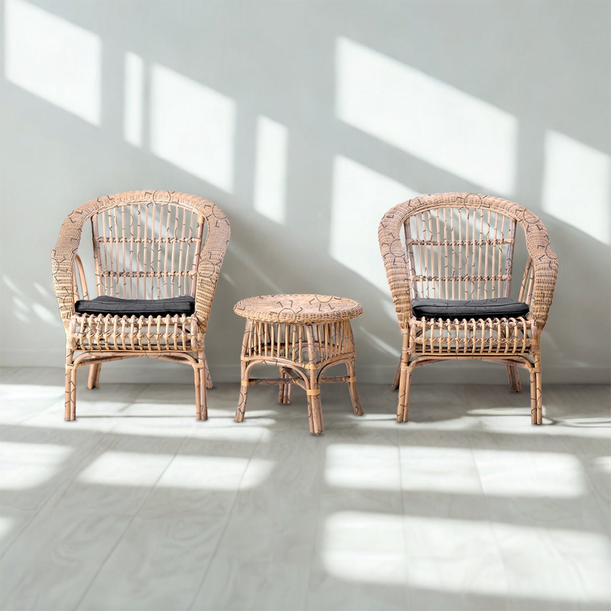 KURSI TERAS Kursi Dan Meja Teras Anyaman Rotan Barokah OLIV Mbale | Fullset 2 Kursi - 1 Meja OLIV OSCARLIVING