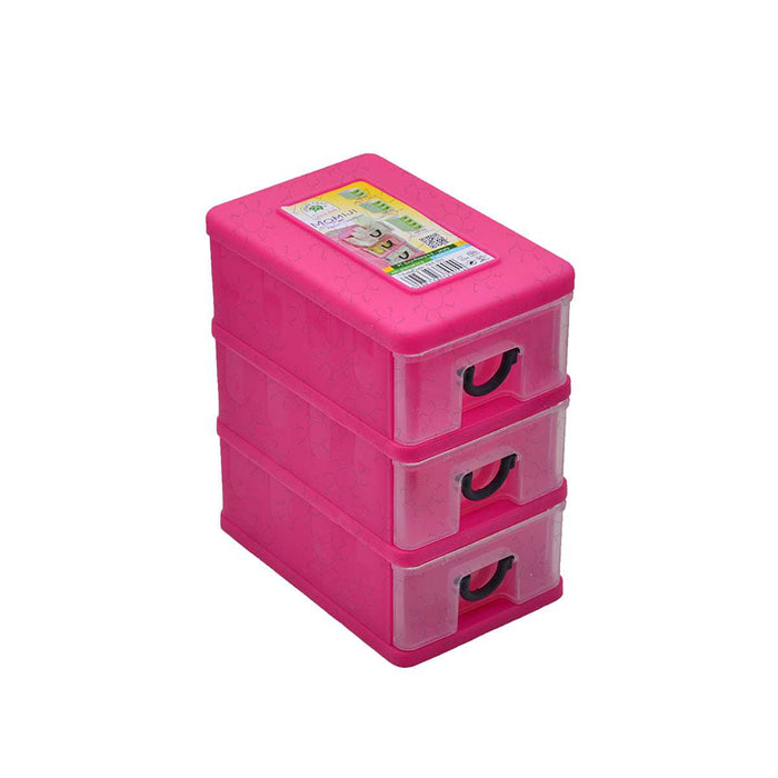 LACI PLASTIK MINI Laci Plastik Mini Green Leaf Momiji 3 Susun | Warna Random GREEN LEAF OSCARLIVING