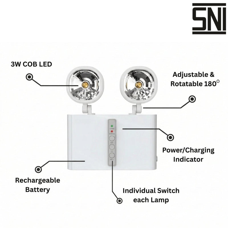 LAMPU EMERGENCY Lampu Darurat Meval Emergency Lamp MP2 - 04A MEVAL OSCARLIVING