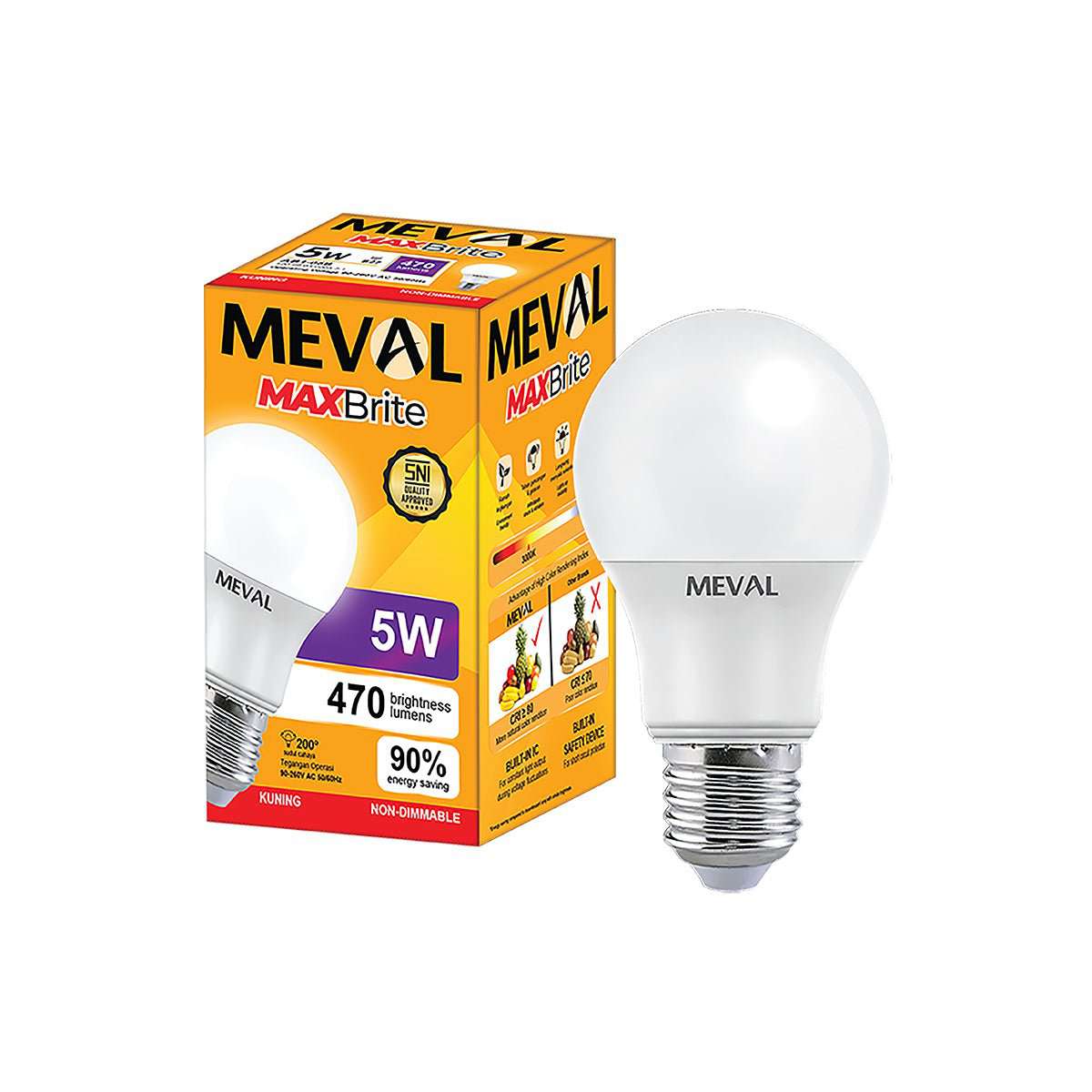 Meval Rohri Lampu Kuning LED Bohlam Meval Maxbrite XB1 05B 5 Watt