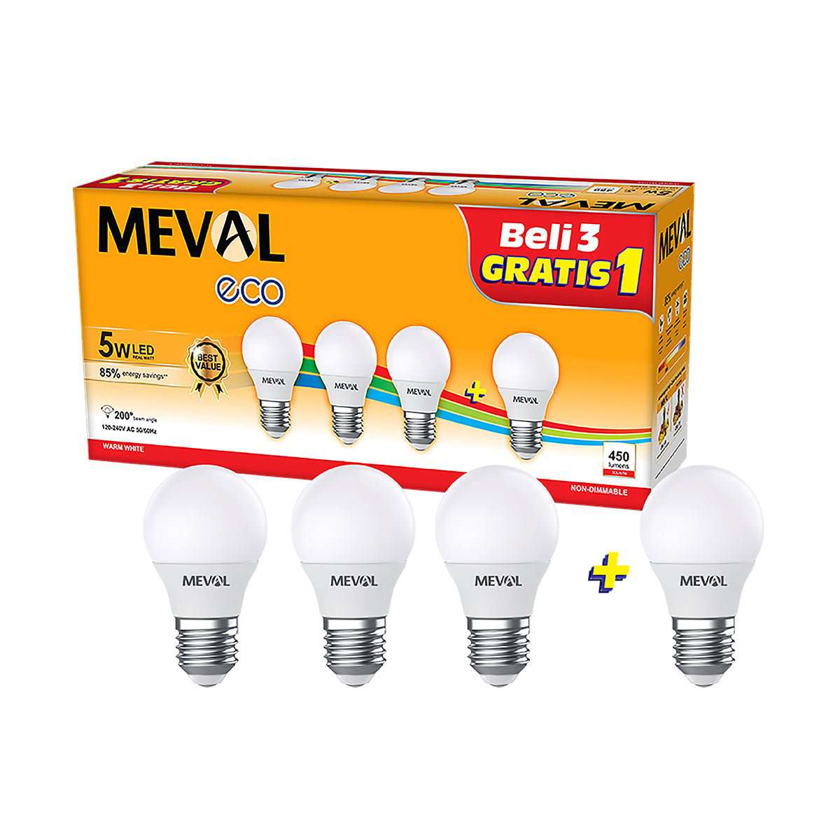 Lampu Kuning LED Meval Eco Value EB4 05B 5 Watt Isi 4 - OSCARLIVING!