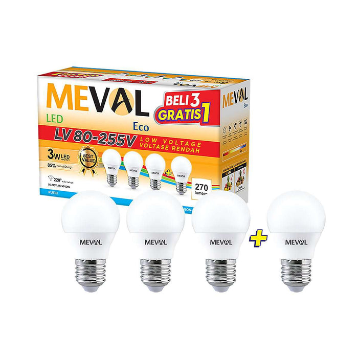 Lampu Putih LED Bulb Meval Eco LV BL4 03A 3 Watt Isi 4 di Oscar Living dengan harga termurah