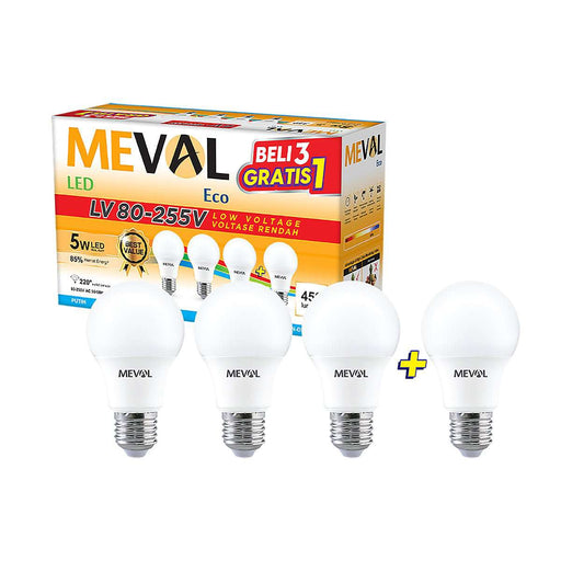 Lampu Putih LED Bulb Meval Eco LV BL4 05A 5 Watt Isi 4 di Oscar Living dengan harga termurah