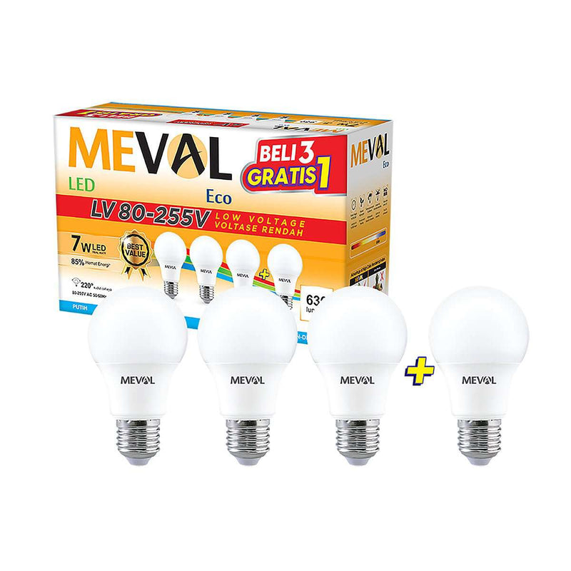 Lampu Putih LED Bulb Meval Eco LV BL4 07A 7 Watt Isi 4 di Oscar Living dengan harga termurah