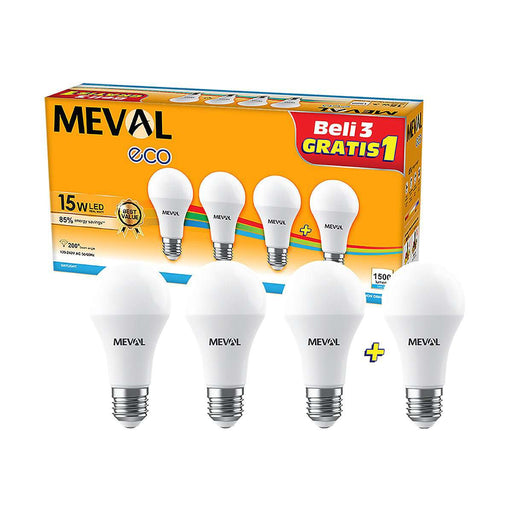 Lampu Putih LED Meval Eco Value EB4 015A 15 Watt Isi 4 di Oscar Living dengan harga termurah
