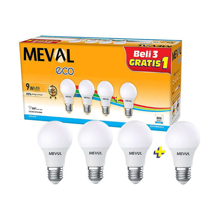 Lampu Putih LED Meval Eco Value EB4 09A 9 Watt Isi 4 di Oscar Living dengan harga termurah
