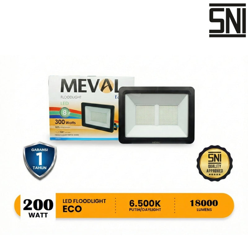 LAMPU TEMBAK Lampu Tembak Meval LED Flood Light Eco AI1 2HA 200W MEVAL OSCARLIVING