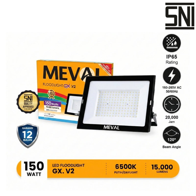 LAMPU TEMBAK Lampu Tembak Meval LED Flood Light Eco GX EIX 15A 150W MEVAL OSCARLIVING