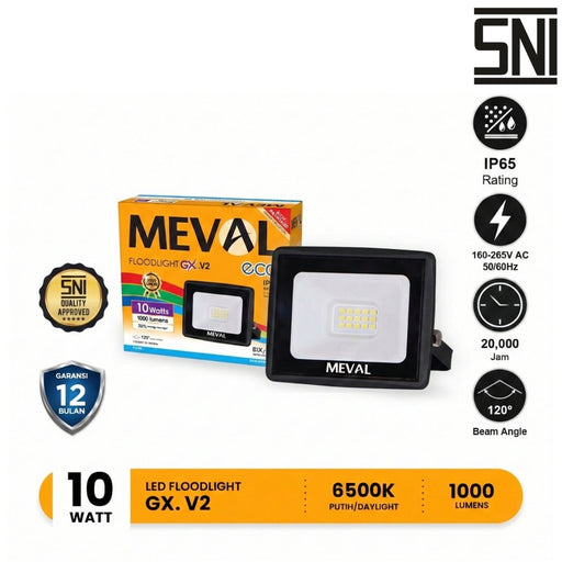 LAMPU TEMBAK Lampu Tembak Meval LED Flood Light Eco GX EIX 1DA 10W MEVAL OSCARLIVING