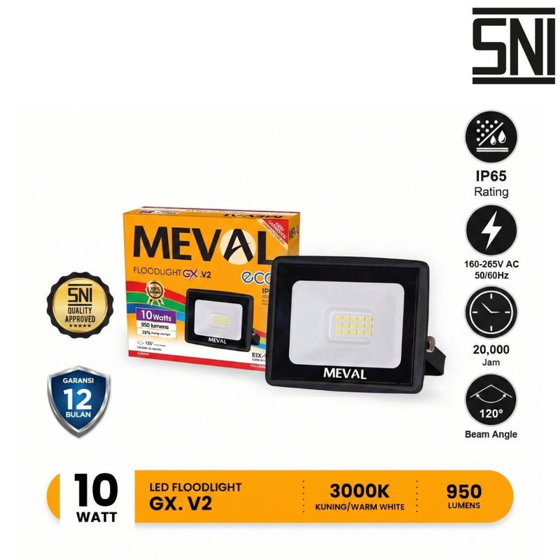 LAMPU TEMBAK Lampu Tembak Meval LED Flood Light Eco GX EIX 1DB 10W MEVAL OSCARLIVING