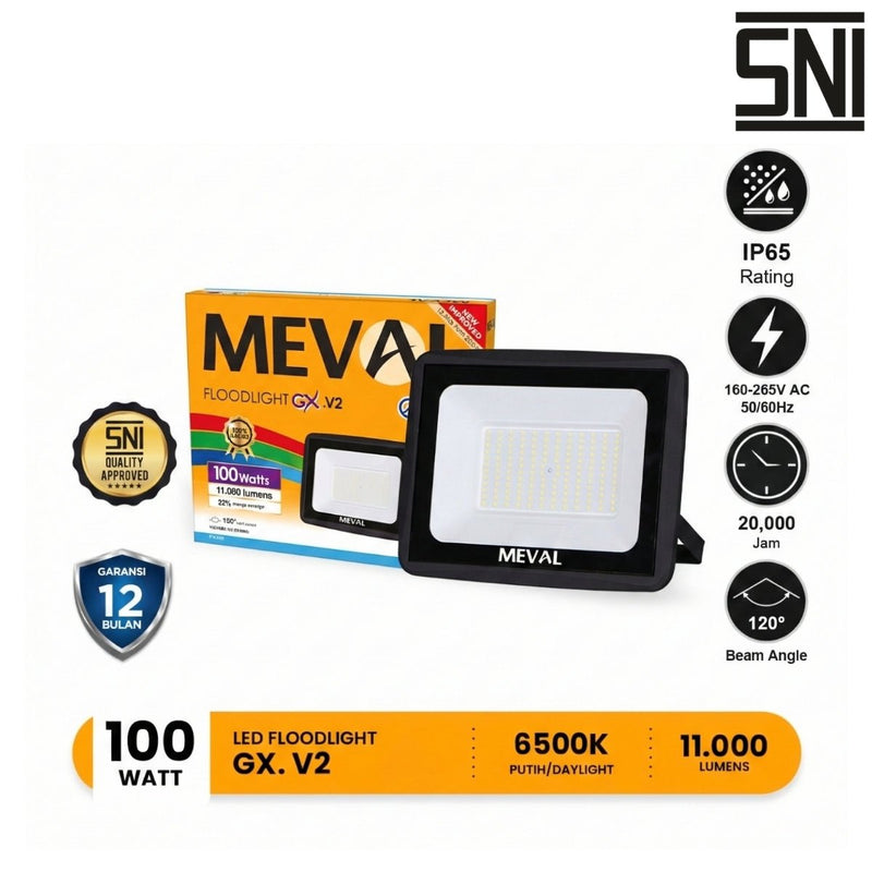 LAMPU TEMBAK Lampu Tembak Meval LED Flood Light Eco GX EIX 1HA 100W MEVAL OSCARLIVING