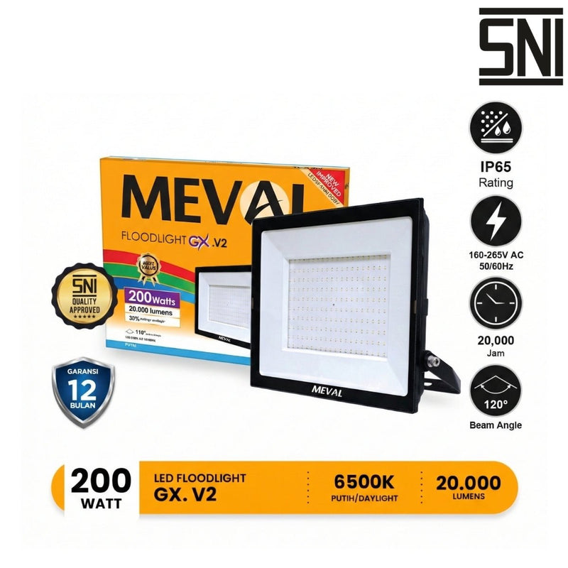 LAMPU TEMBAK Lampu Tembak Meval LED Flood Light Eco GX EIX 2HA 200W MEVAL OSCARLIVING