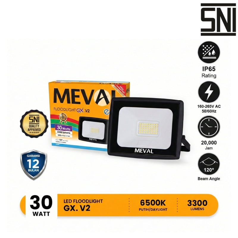 LAMPU TEMBAK Lampu Tembak Meval LED Flood Light Eco GX EIX 3DA 30W MEVAL OSCARLIVING