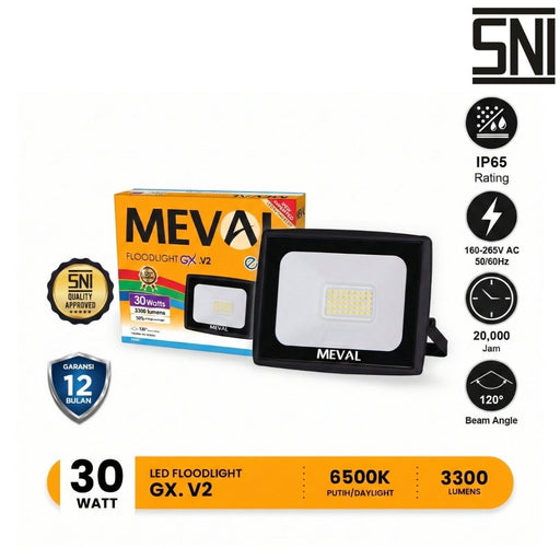 LAMPU TEMBAK Lampu Tembak Meval LED Flood Light Eco GX EIX 3DA 30W MEVAL OSCARLIVING