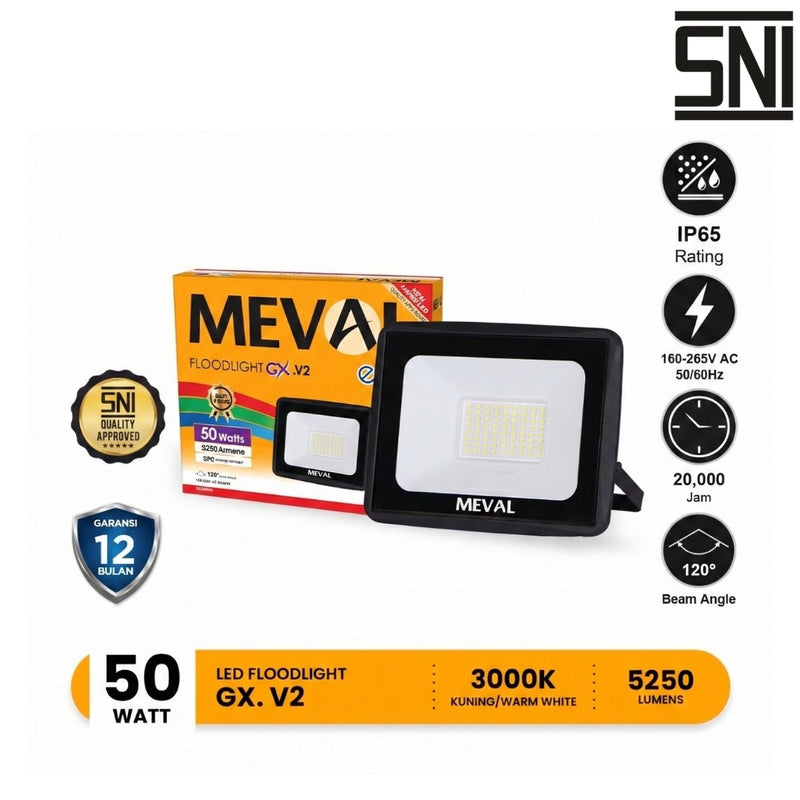 LAMPU TEMBAK Lampu Tembak Meval LED Flood Light Eco GX EIX 5DB 50W MEVAL OSCARLIVING