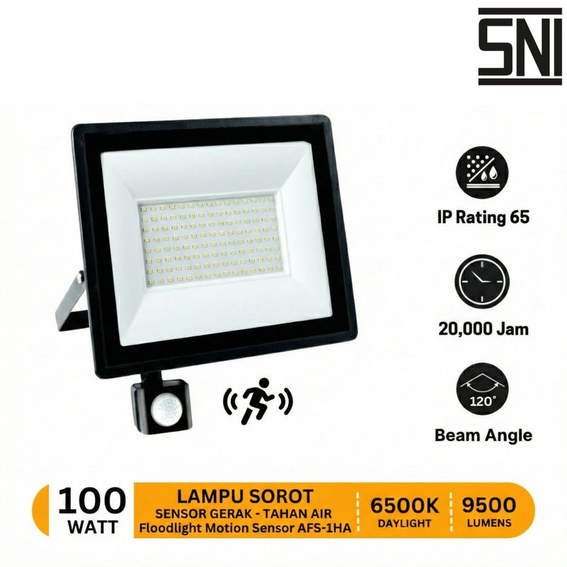 LAMPU TEMBAK Lampu Tembak Meval LED Floodlight Motion Sensor AFS - 1HA 100W MEVAL OSCARLIVING