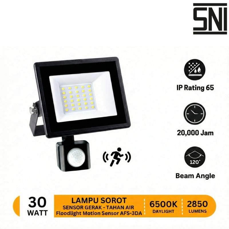 LAMPU TEMBAK Lampu Tembak Meval LED Floodlight Motion Sensor AFS - 3DA 30W MEVAL OSCARLIVING