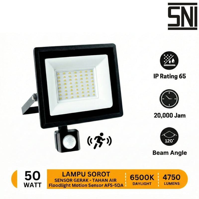 LAMPU TEMBAK Lampu Tembak Meval LED Floodlight Motion Sensor AFS - 5DA 50W MEVAL OSCARLIVING