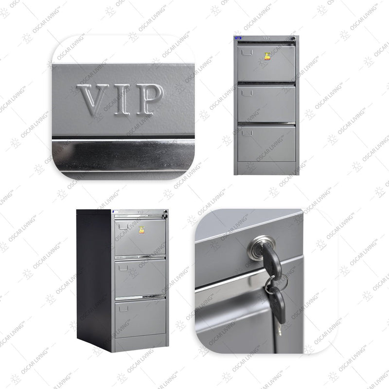 Lemari Arsip & Rak Arsip Lemari Arsip VIP V303 Lemari Dokumen Besi | Filling Cabinet 3 Laci VIP OFFICE OSCARLIVING