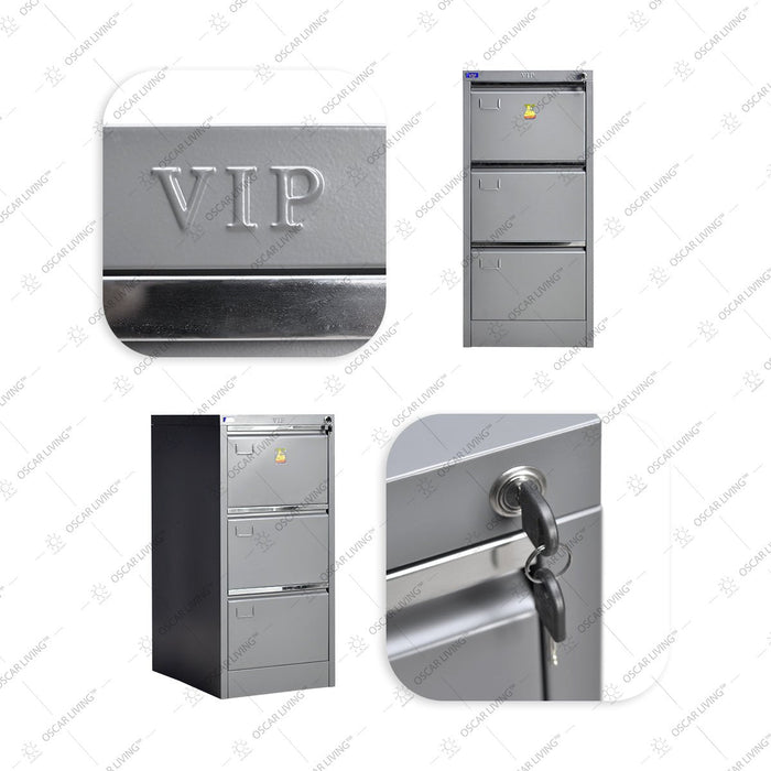 Lemari Arsip & Rak Arsip Lemari Arsip VIP V303 Lemari Dokumen Besi | Filling Cabinet 3 Laci VIP OFFICE OSCARLIVING