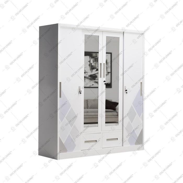 LEMARI PAKAIAN - WARDROBE Lemari Pakaian Lunar LP Besi 4P Sliding Kaca 160 LUNAR OSCARLIVING