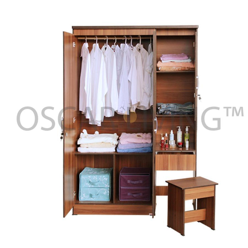 LEMARI PAKAIAN - WARDROBE Lemari Pakaian Lunar LPT311 + Meja Rias LUNAR OSCARLIVING