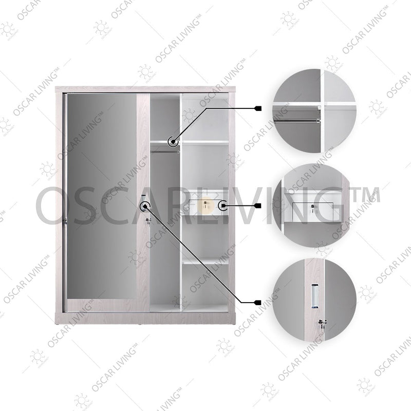 LEMARI PAKAIAN - WARDROBE Lemari Pakaian OLIV 2 PT Sliding HPL Doff | Jumbo Sliding OLIV OSCARLIVING