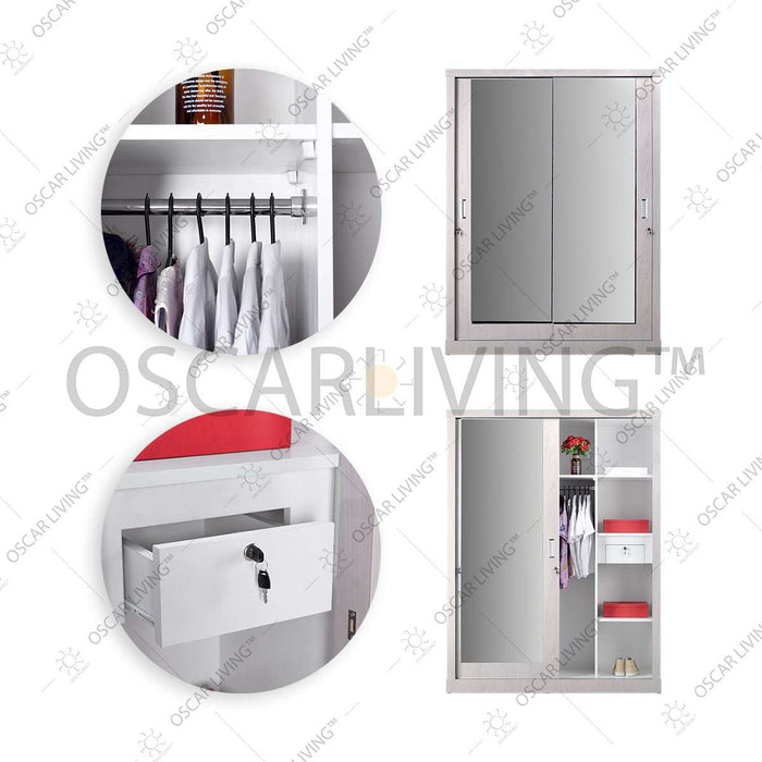 LEMARI PAKAIAN - WARDROBE Lemari Pakaian OLIV 2 PT Sliding HPL Doff | Jumbo Sliding OLIV OSCARLIVING