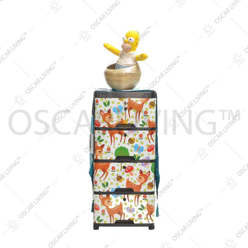 LEMARI PLASTIK - PLASTIC WARDROBE Lemari Plastik Miami Laci Milaci Motif Deer | Plastic Drawer MIAMI OSCARLIVING