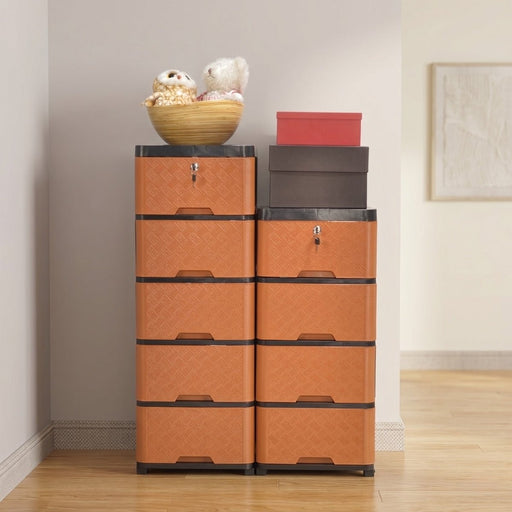 LEMARI PLASTIK - PLASTIC WARDROBE Lemari Plastik Miami Laci Milaci Motif Rattan MIAMI OSCARLIVING