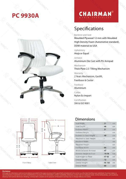 Kursi Manager Kursi Kantor Chairman PC9930A CHAIRMAN OSCARLIVING